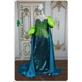 Elizabeth Multicolor Sequin Blue/Green Straight Dress