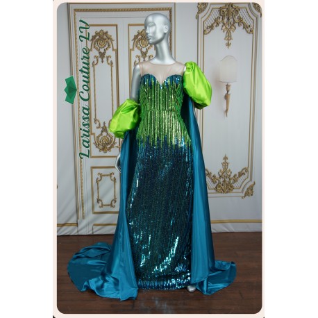 Elizabeth Multicolor Sequin Blue/Green Straight Dress