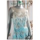 Elsa White/Aqua Short Beaded Dress