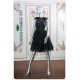 Aubrey Faux Feather Fringe Black Short Dress