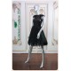 Aubrey Faux Feather Fringe Black Short Dress