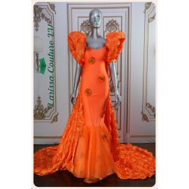 Eden Vibrant Orange Mermaid Dress