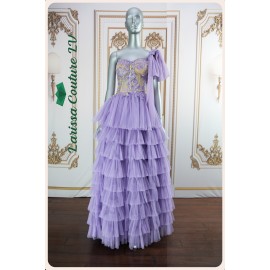 Cecilia Floral Ruffles Lavender A-Line Dress