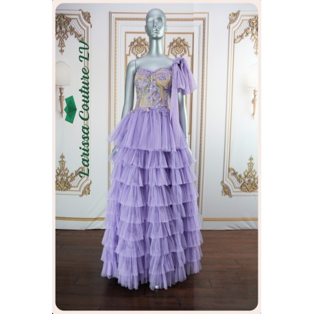 Cecilia Floral Ruffles Lavender A-Line Dress