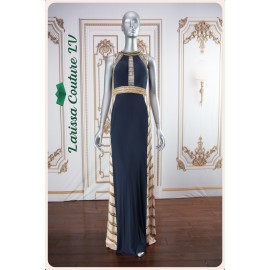 Harper Navy Blue and Gold Straight Dress