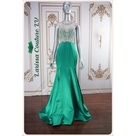 Eliz Green A-Line Bold Satin Dress