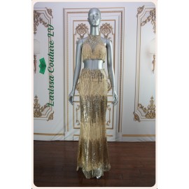Stella Beaded Gold Two Pieces Straight Dress