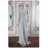 Ava Silver Rhinestones Mesh A-Line Long Dress