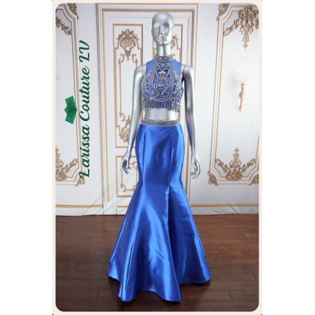 Aria Blue with Silver Beaded Dress