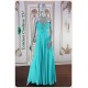 Aurora Aqua Long Dress Beaded