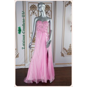 Leah A-Line Carnation Pink  Beaded Top Dress