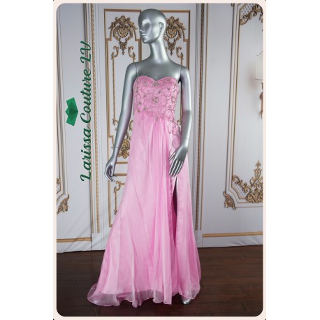 Leah Pink Rhinestones Beaded Top Dress