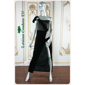 Lore Black Velvet Sash Gown