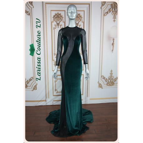 Julie Jade Green Velvet Mermaid Gown