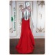 Delilah Red Beaded Top Long dress