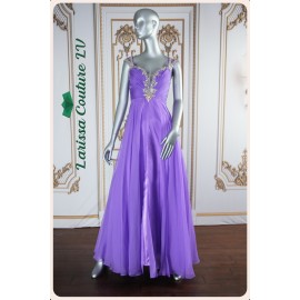 Leilani Purple Beaded Trim Long Dress