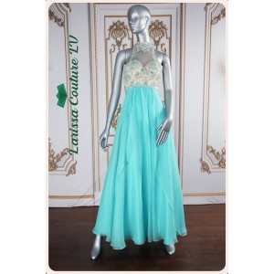 Audrey A-Line Color Aqua Long Dress