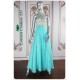 Audrey Aqua Top Beige Beaded Long Dress