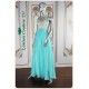 Audrey Aqua Top Beige Beaded Long Dress