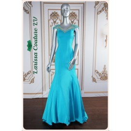 Brooklyn Blue Beaded Trims Long Dress