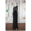 Queen Black Beaded Lace Long Dress