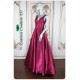 Vivian Hot Pink Metallic Glitter Long Dress