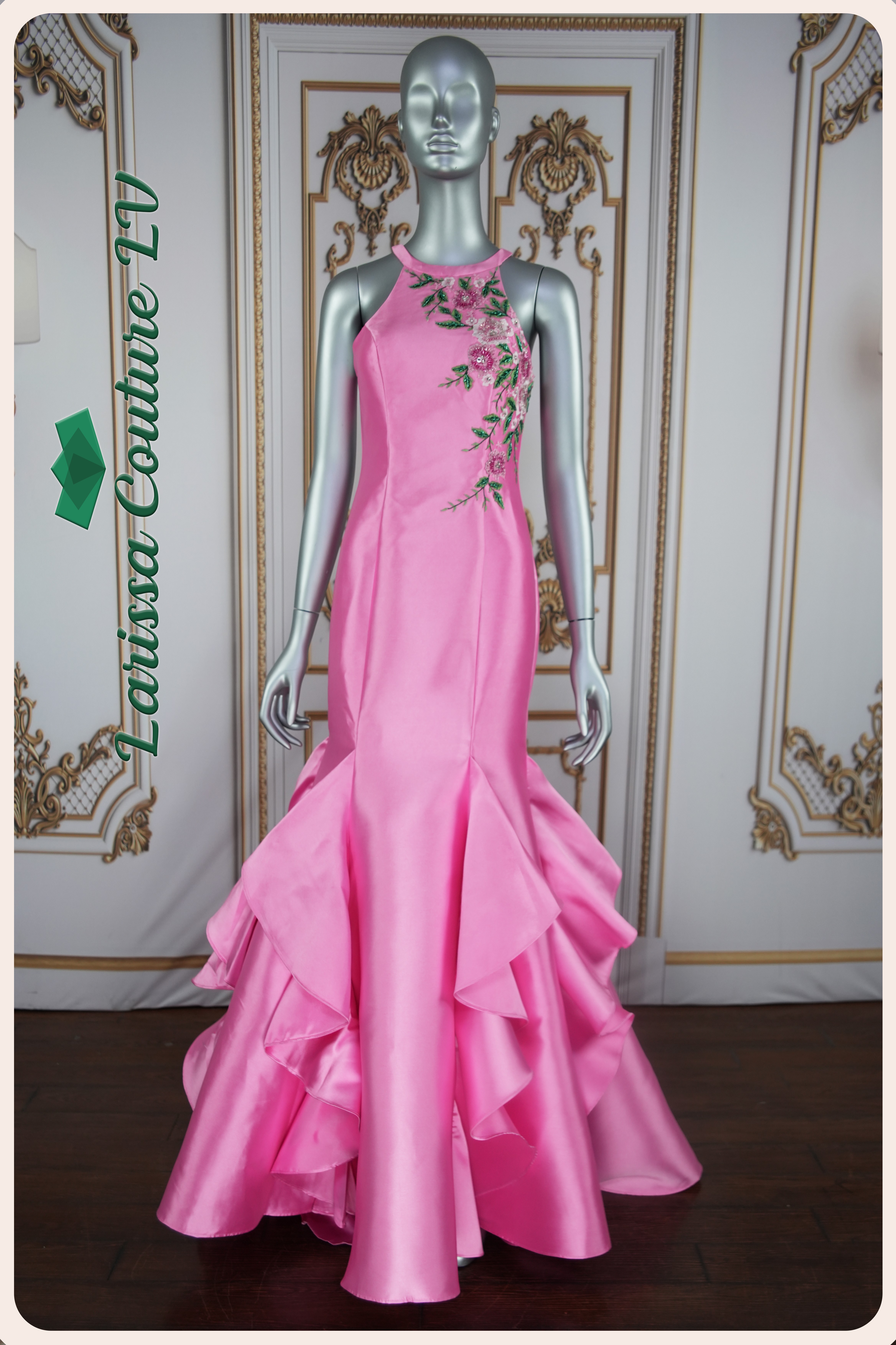 Lyla Pink Mikado Mermaid Dress - Larissa Couture LV