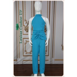 Alaia Cerulean Teal Pants and Blouse Girl Set