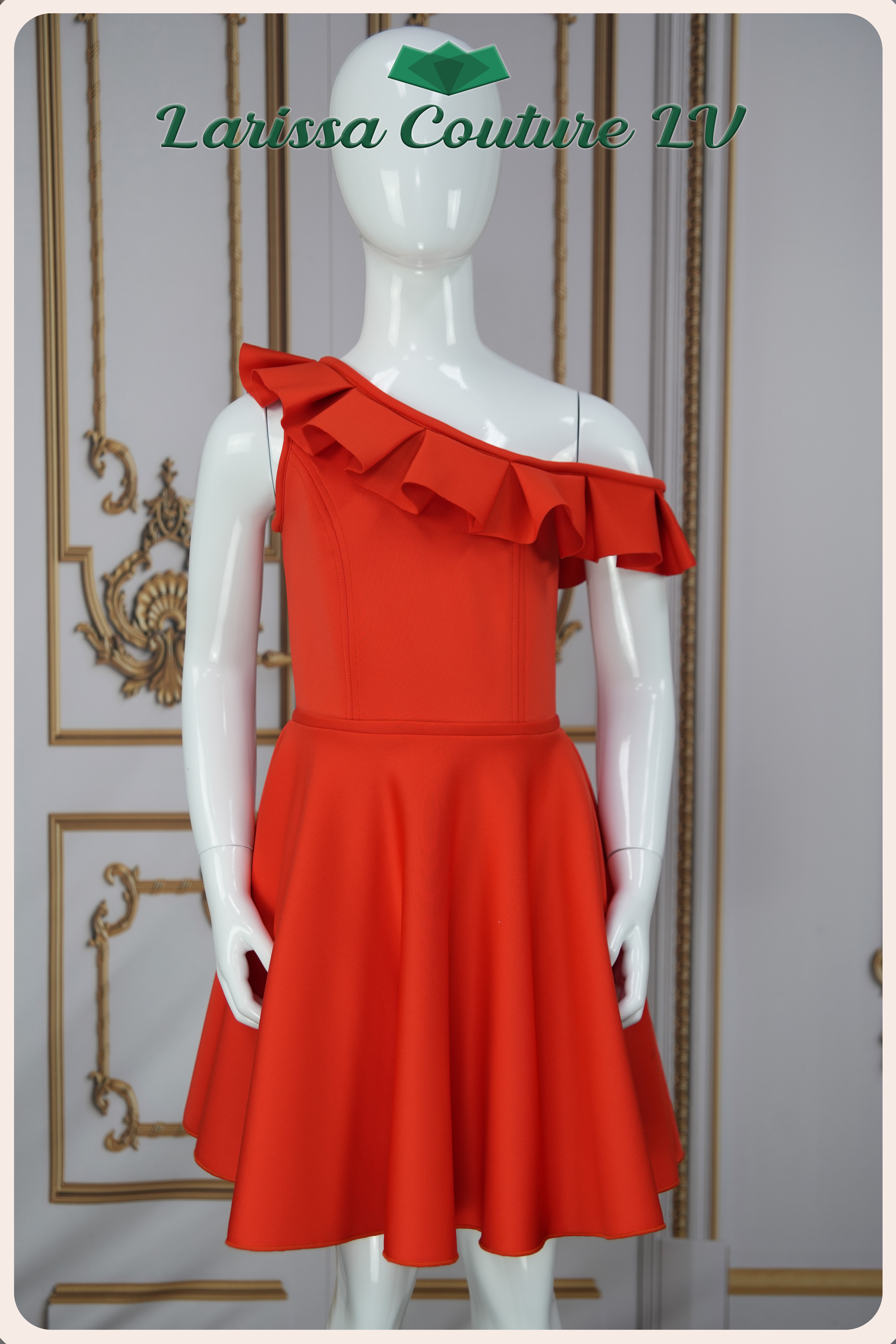 orange scuba dress Chiara Boni Orange Boatneck Bell Sleeve Scuba Shift Mini Dress The Closet New York