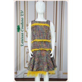 Blackely Multicolor German Tweed Girl Party Wear Dres