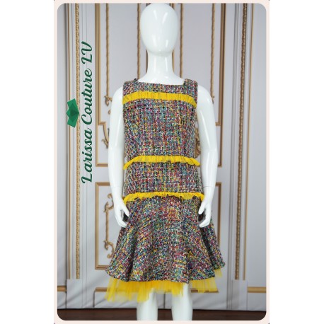 Blackely Multicolor German Tweed Girl Party Wear Dres