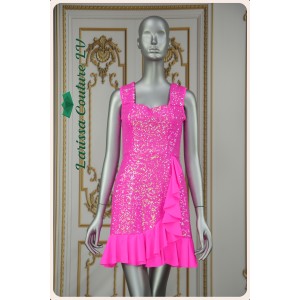 Vera Neon Pink Sequin Short Dress