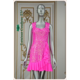 Vera Neon Pink Sequin Short Dress