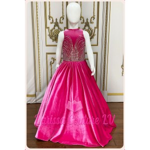 Iza Hot Pink Velvet Gown