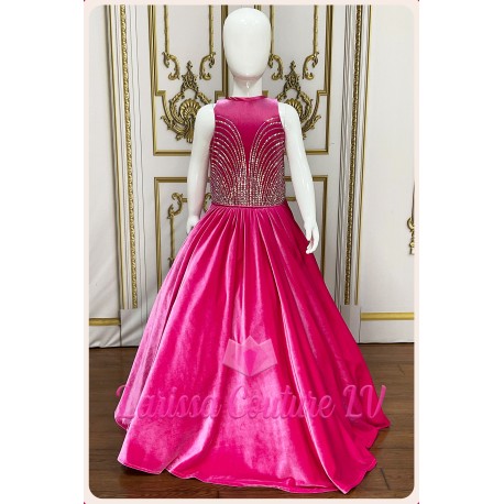 Hot Pink Velvet Gown