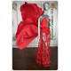 Alora Red 3D Floral Lace See Thru Long Dress