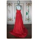 Alora Red 3D Floral Lace See Thru Long Dress