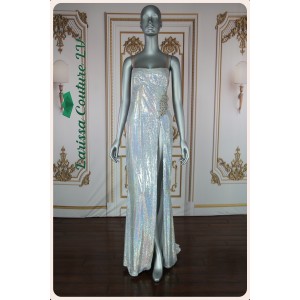 Elaina Silver Liquid Sequin Straight Dress