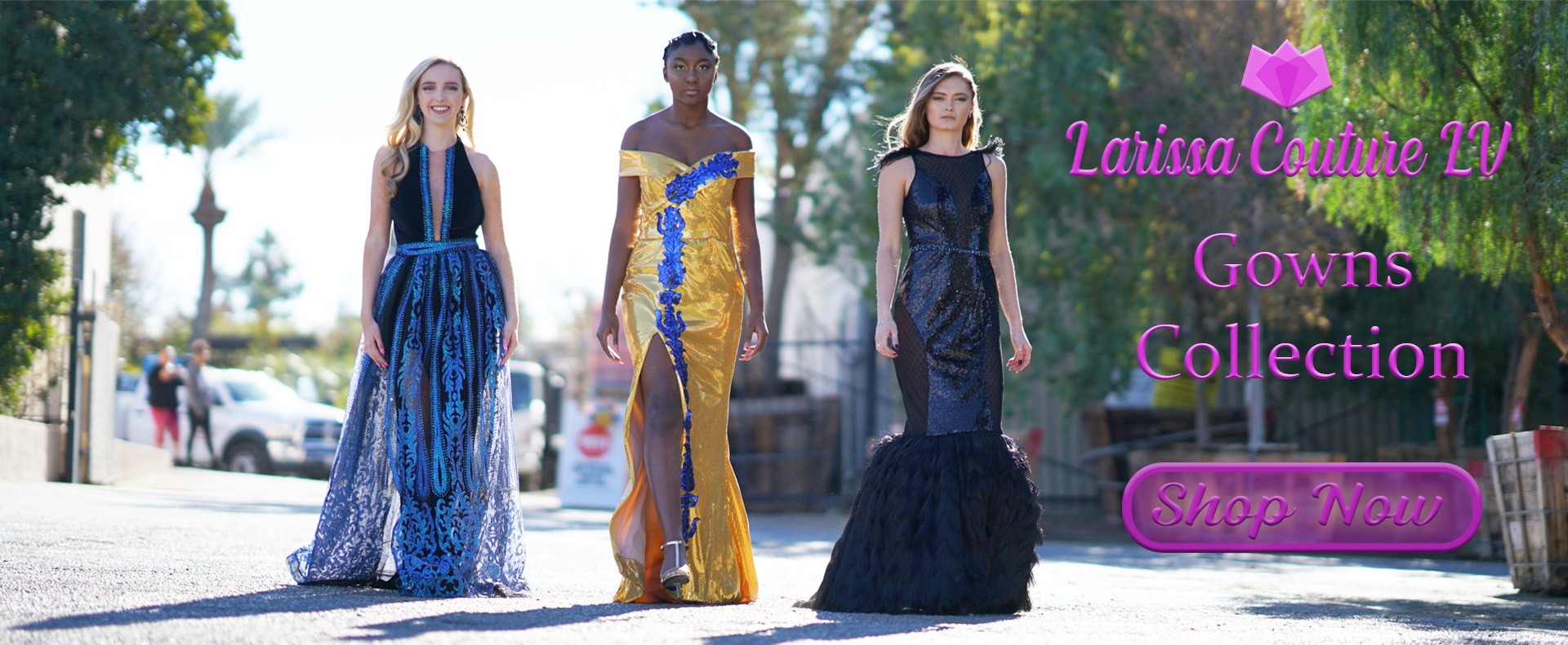Iza Hot pink Velvet Gown - Larissa Couture LV
